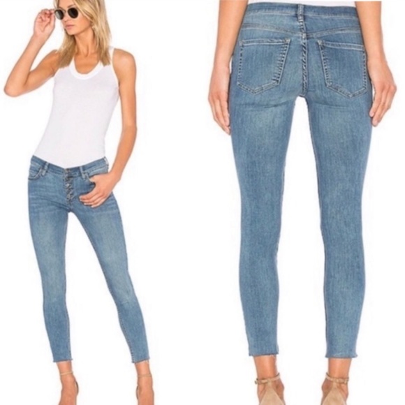 Free People Denim - Free People ankle raw hem jean button fly Sz 26